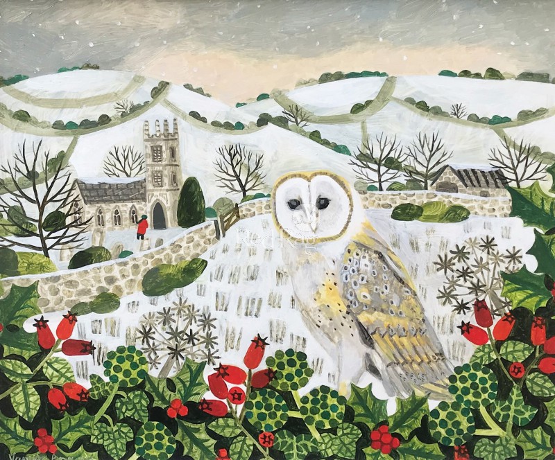 Vanessa BOWMAN - Barn Owl and Snowy Hillside