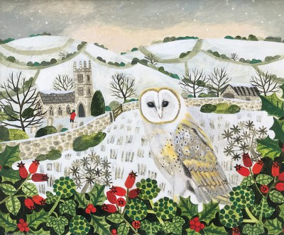 Vanessa BOWMAN - Barn Owl and Snowy Hillside
